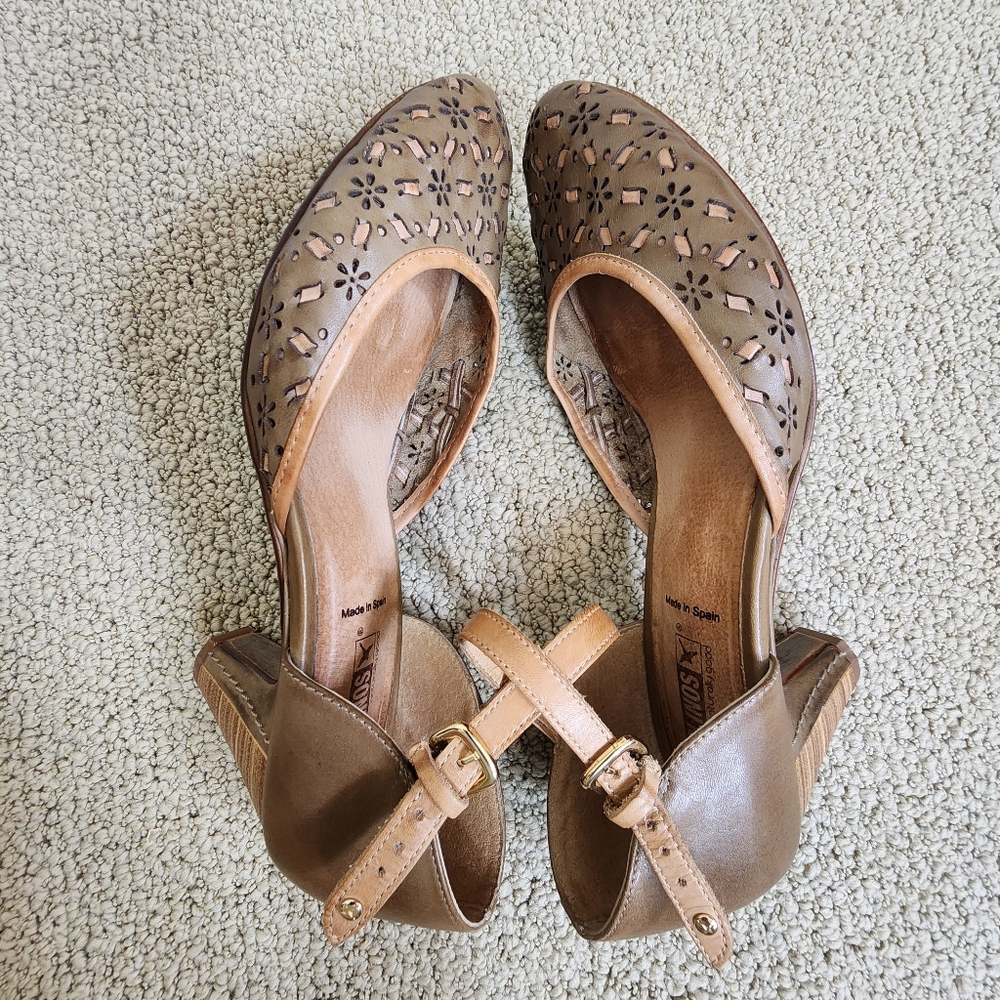 PIKOLINOS Leather Strap Heel Sandals Size 41